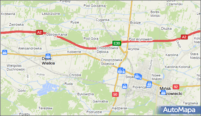 mapa Choszczówka Stojecka, Choszczówka Stojecka na mapie Targeo