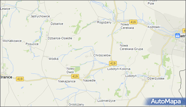 mapa Chróścielów, Chróścielów na mapie Targeo