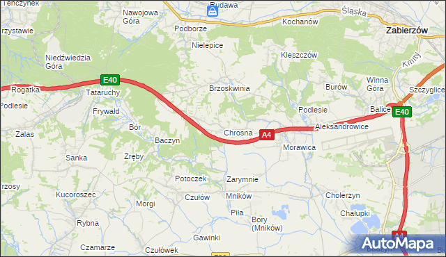 mapa Chrosna gmina Liszki, Chrosna gmina Liszki na mapie Targeo