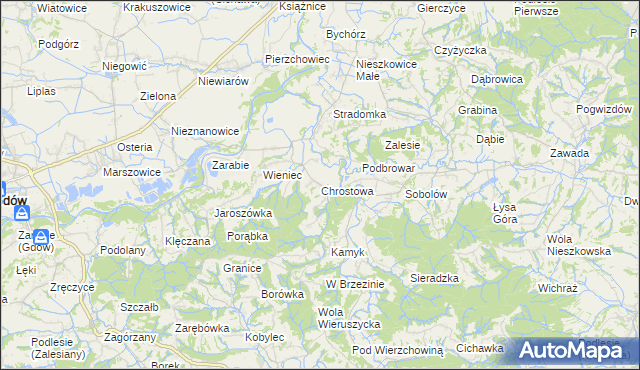mapa Chrostowa gmina Łapanów, Chrostowa gmina Łapanów na mapie Targeo