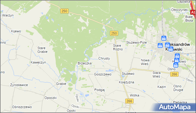 mapa Chrusty gmina Aleksandrów Kujawski, Chrusty gmina Aleksandrów Kujawski na mapie Targeo