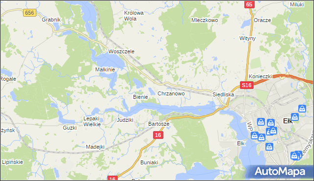 mapa Chrzanowo gmina Ełk, Chrzanowo gmina Ełk na mapie Targeo