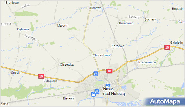 mapa Chrząstowo gmina Nakło nad Notecią, Chrząstowo gmina Nakło nad Notecią na mapie Targeo