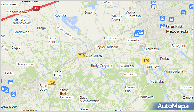 mapa Chylice gmina Jaktorów, Chylice gmina Jaktorów na mapie Targeo