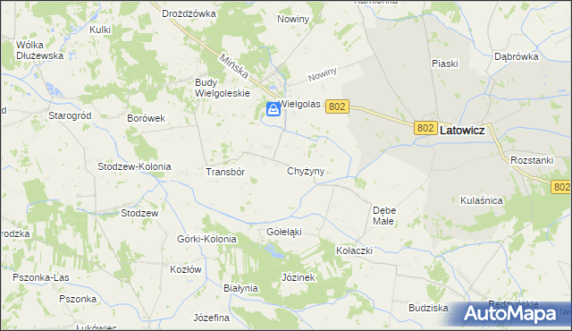 mapa Chyżyny, Chyżyny na mapie Targeo