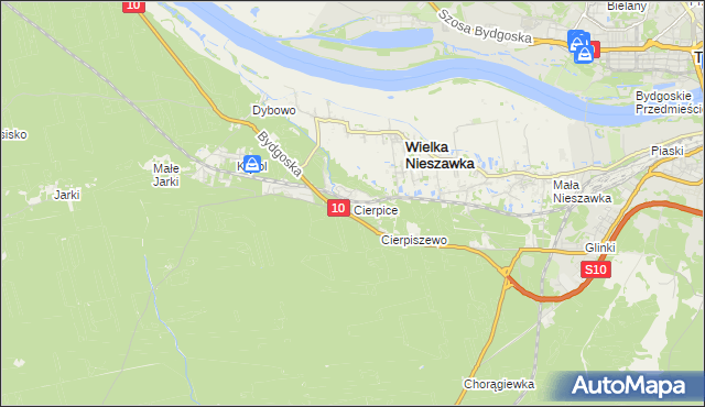 mapa Cierpice gmina Wielka Nieszawka, Cierpice gmina Wielka Nieszawka na mapie Targeo