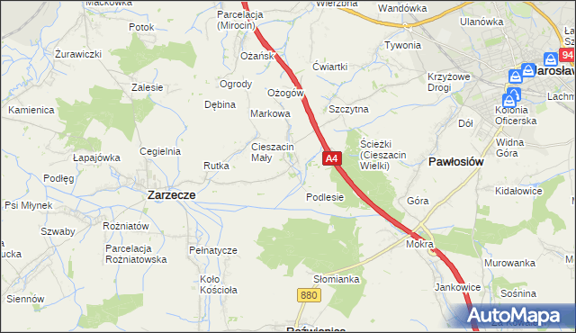 mapa Cieszacin Wielki, Cieszacin Wielki na mapie Targeo