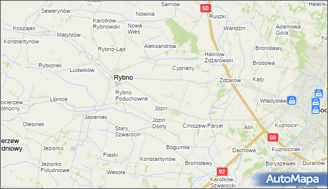 mapa Ćmiszew Rybnowski, Ćmiszew Rybnowski na mapie Targeo