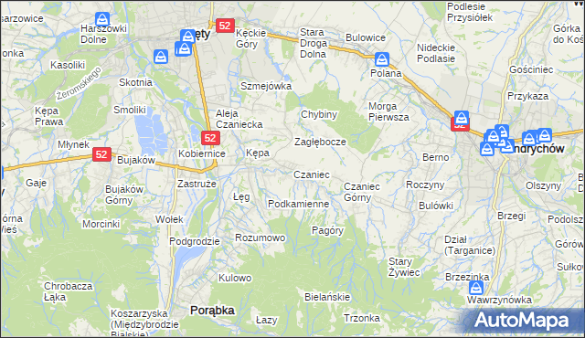 mapa Czaniec, Czaniec na mapie Targeo