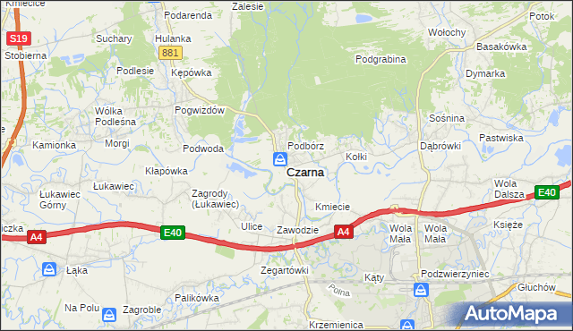 mapa Czarna powiat łańcucki, Czarna powiat łańcucki na mapie Targeo