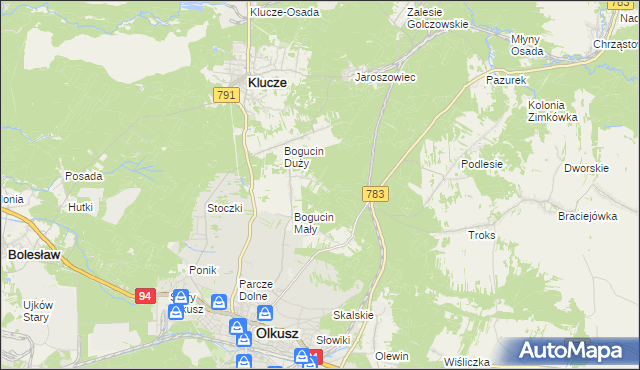 mapa Czarny Las gmina Olkusz, Czarny Las gmina Olkusz na mapie Targeo