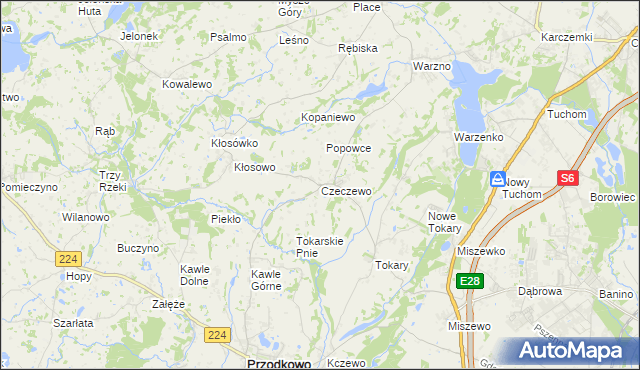 mapa Czeczewo gmina Przodkowo, Czeczewo gmina Przodkowo na mapie Targeo