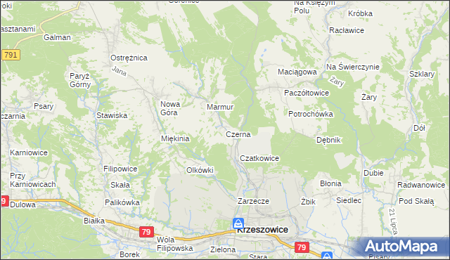 mapa Czerna gmina Krzeszowice, Czerna gmina Krzeszowice na mapie Targeo