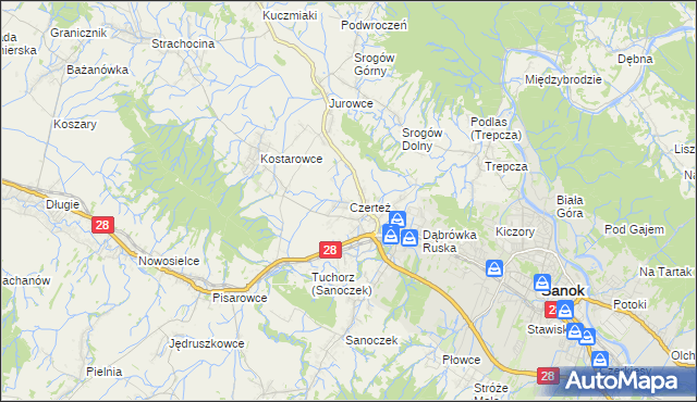 mapa Czerteż, Czerteż na mapie Targeo