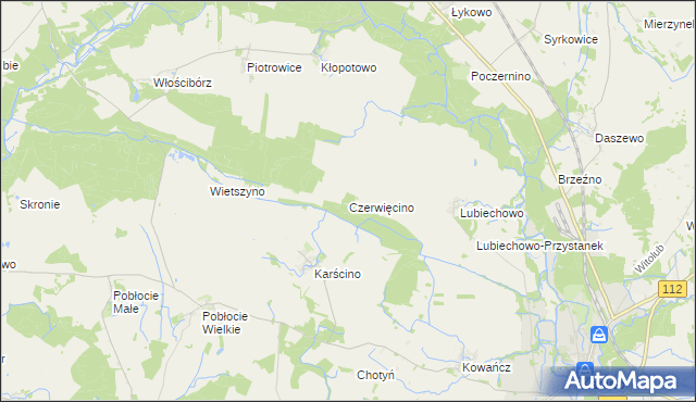 mapa Czerwięcino, Czerwięcino na mapie Targeo