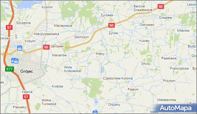 mapa Częstoniew, Częstoniew na mapie Targeo