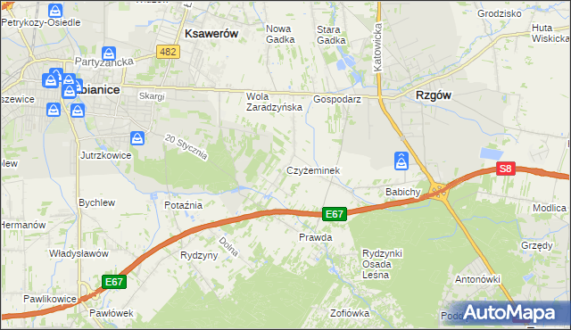 mapa Czyżeminek, Czyżeminek na mapie Targeo