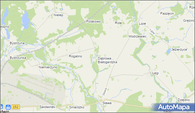 mapa Dąbrowa Białogardzka, Dąbrowa Białogardzka na mapie Targeo