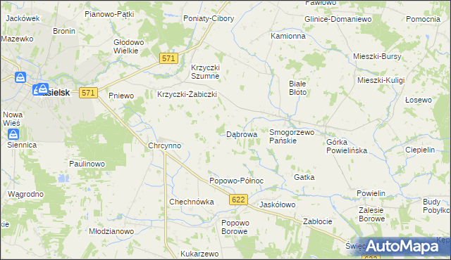 mapa Dąbrowa gmina Nasielsk, Dąbrowa gmina Nasielsk na mapie Targeo