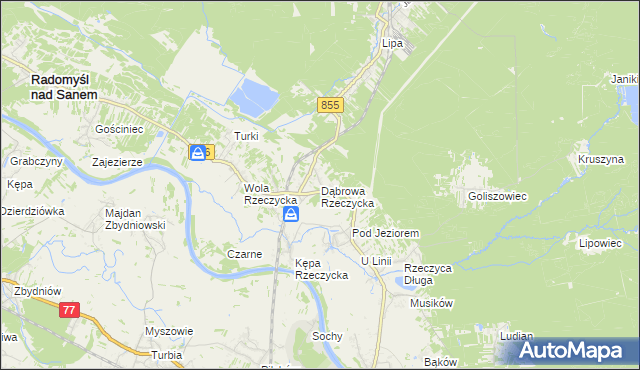 mapa Dąbrowa Rzeczycka, Dąbrowa Rzeczycka na mapie Targeo