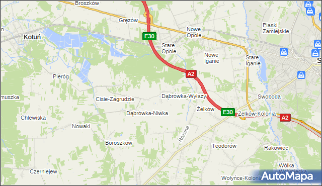 mapa Dąbrówka-Wyłazy, Dąbrówka-Wyłazy na mapie Targeo