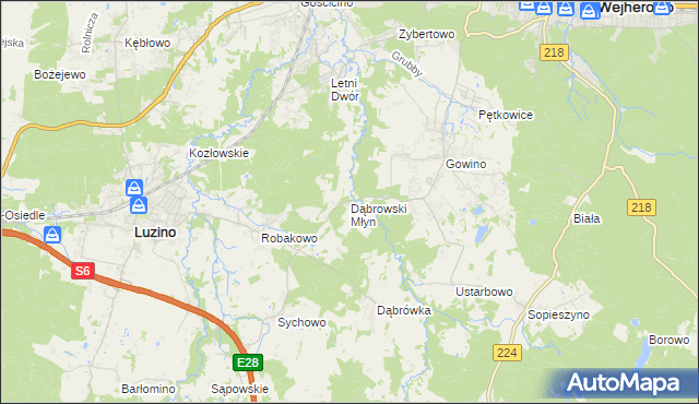 mapa Dąbrowski Młyn, Dąbrowski Młyn na mapie Targeo