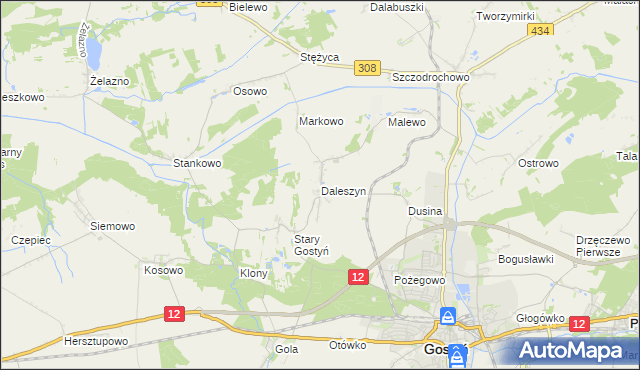 mapa Daleszyn, Daleszyn na mapie Targeo