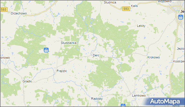 mapa Derc, Derc na mapie Targeo