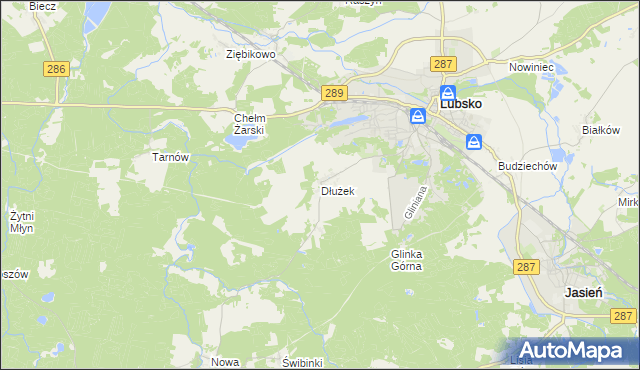 mapa Dłużek gmina Lubsko, Dłużek gmina Lubsko na mapie Targeo