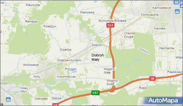 mapa Dobroń Mały, Dobroń Mały na mapie Targeo