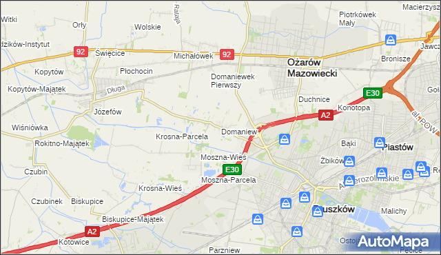 mapa Domaniew gmina Brwinów, Domaniew gmina Brwinów na mapie Targeo