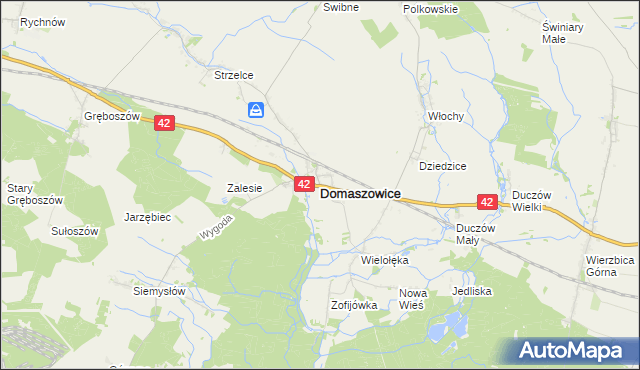 mapa Domaszowice powiat namysłowski, Domaszowice powiat namysłowski na mapie Targeo