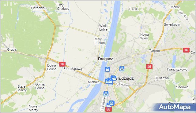 mapa Dragacz, Dragacz na mapie Targeo