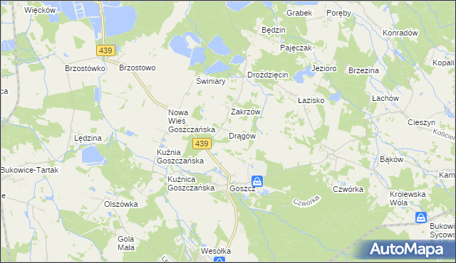 mapa Drągów, Drągów na mapie Targeo