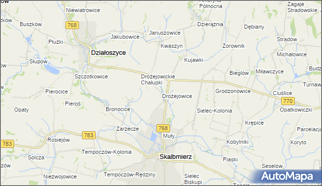 mapa Drożejowice, Drożejowice na mapie Targeo