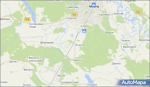 mapa Drużyna, Drużyna na mapie Targeo