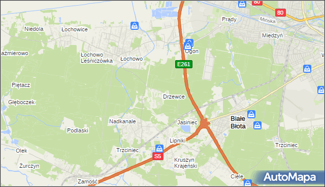 mapa Drzewce gmina Białe Błota, Drzewce gmina Białe Błota na mapie Targeo