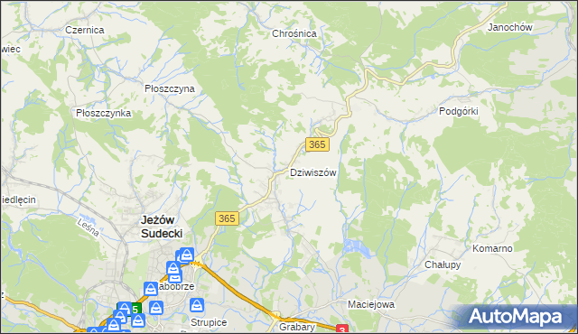 mapa Dziwiszów, Dziwiszów na mapie Targeo