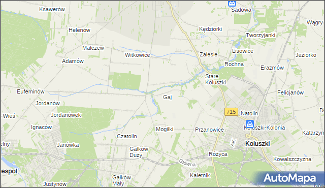 mapa Gaj gmina Brzeziny, Gaj gmina Brzeziny na mapie Targeo