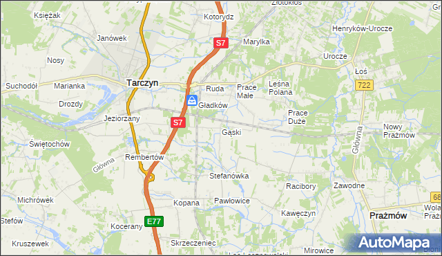 mapa Gąski gmina Tarczyn, Gąski gmina Tarczyn na mapie Targeo