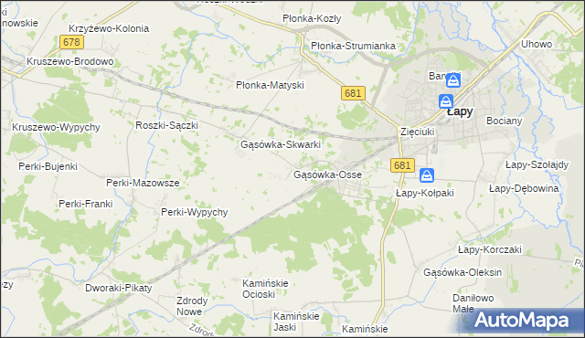 mapa Gąsówka-Osse, Gąsówka-Osse na mapie Targeo
