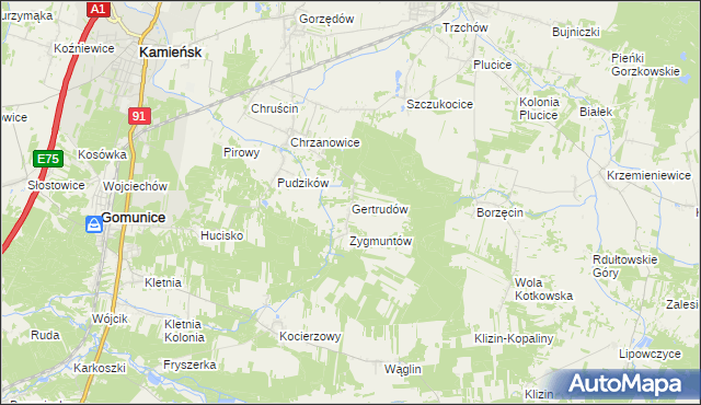 mapa Gertrudów, Gertrudów na mapie Targeo