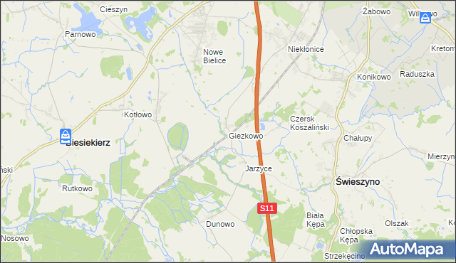 mapa Giezkowo, Giezkowo na mapie Targeo