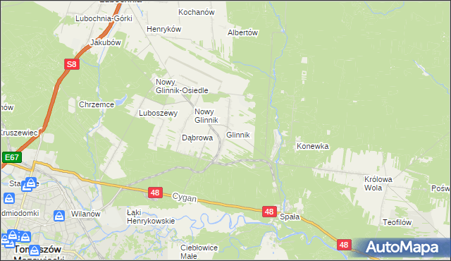 mapa Glinnik gmina Lubochnia, Glinnik gmina Lubochnia na mapie Targeo