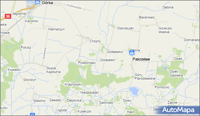 mapa Golejewo gmina Pakosław, Golejewo gmina Pakosław na mapie Targeo