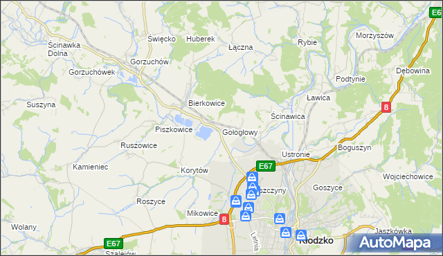 mapa Gołogłowy, Gołogłowy na mapie Targeo