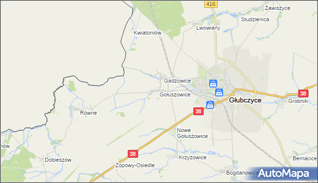 mapa Gołuszowice, Gołuszowice na mapie Targeo