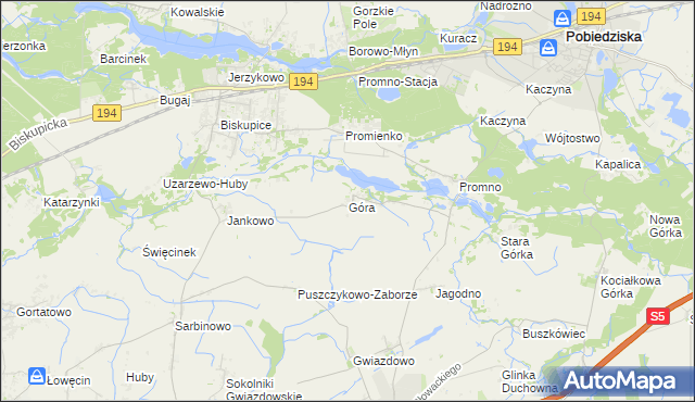 mapa Góra gmina Pobiedziska, Góra gmina Pobiedziska na mapie Targeo