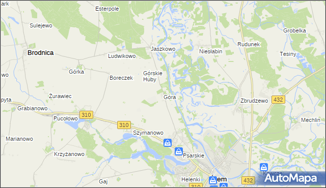 mapa Góra gmina Śrem, Góra gmina Śrem na mapie Targeo