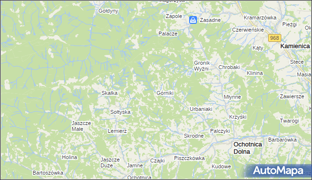 mapa Górniki gmina Ochotnica Dolna, Górniki gmina Ochotnica Dolna na mapie Targeo